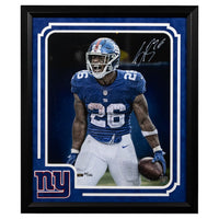 SAQUON BARKLEY Autographed Giants "Intensity" 16 x 20 Framed Photo PANINI LE 126