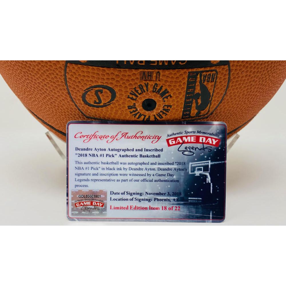 DEANDRE AYTON Autographed Phoenix Suns 2018 NBA #1 Pick Authentic Basketball GDL LE 18/22