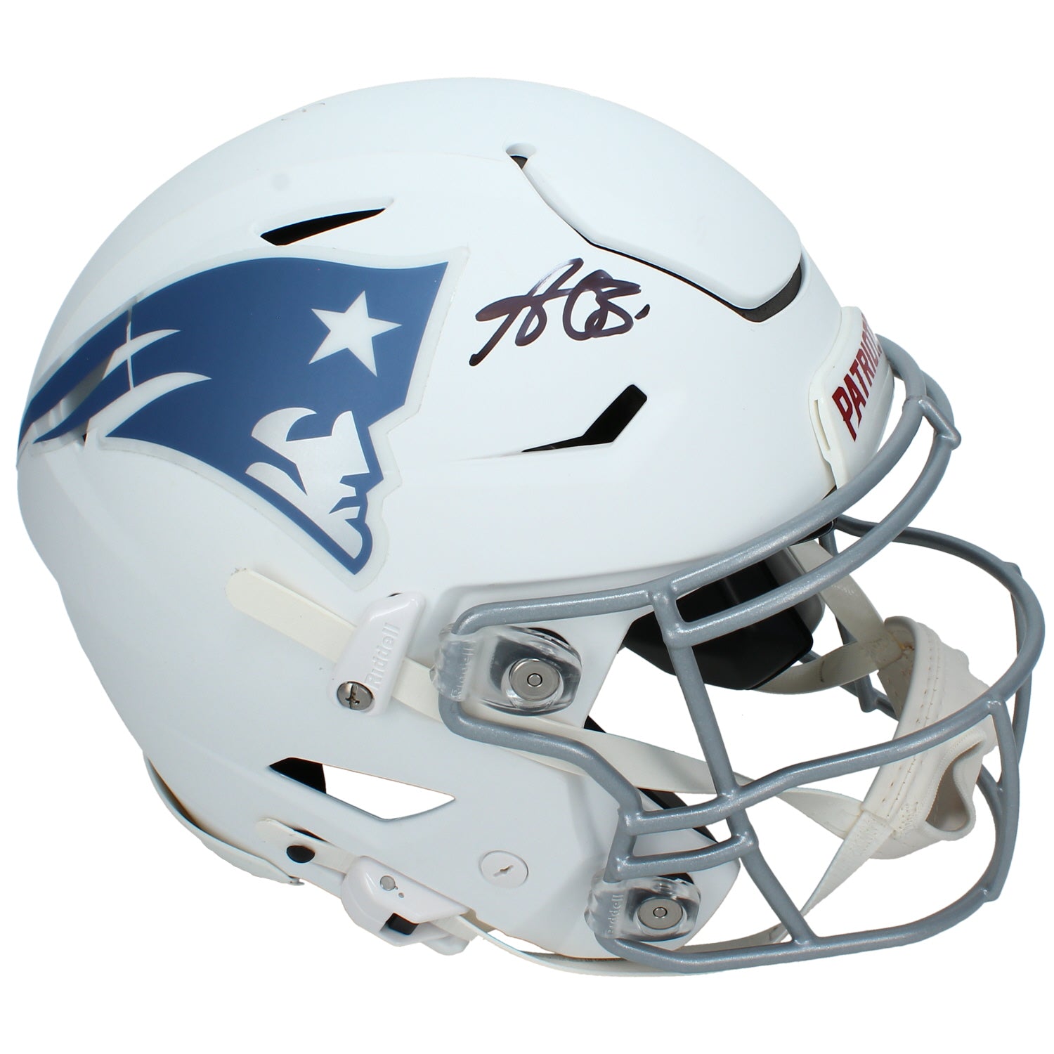 A.J. Brown Autographed New England Patriots White Rivalries Speedflex Authentic Helmet Beckett
