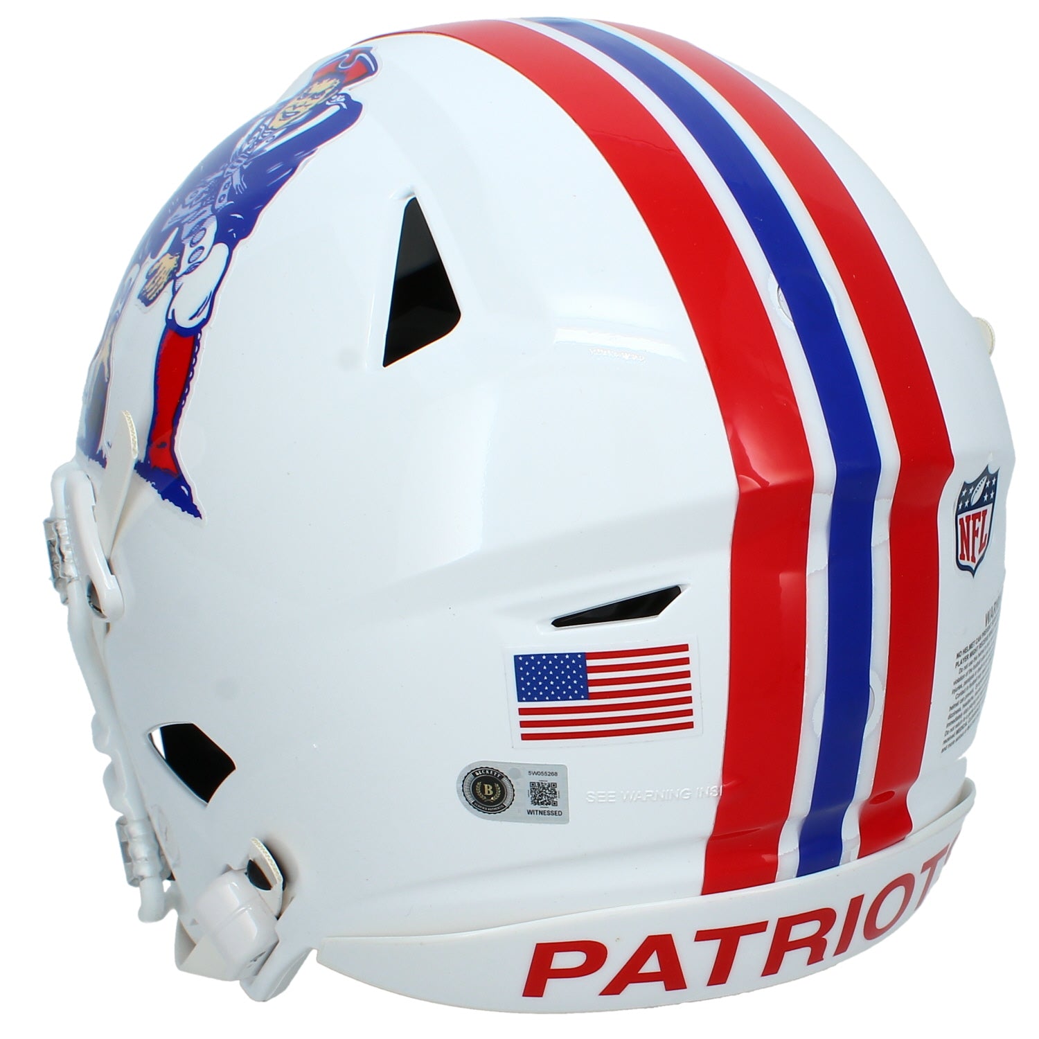 A.J. Brown Autographed New England Patriots 1982-89 Throwback Speedflex Authentic Helmet Beckett