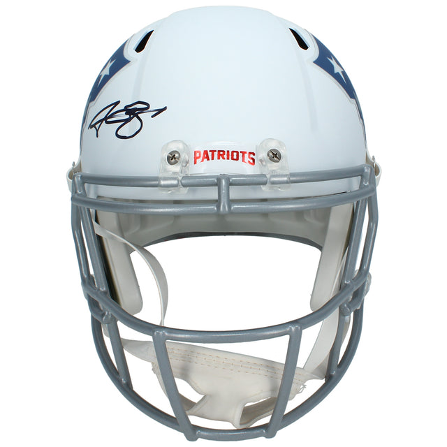 A.J. Brown Autographed New England Patriots White Rivalries Speed Full Size Helmet Beckett