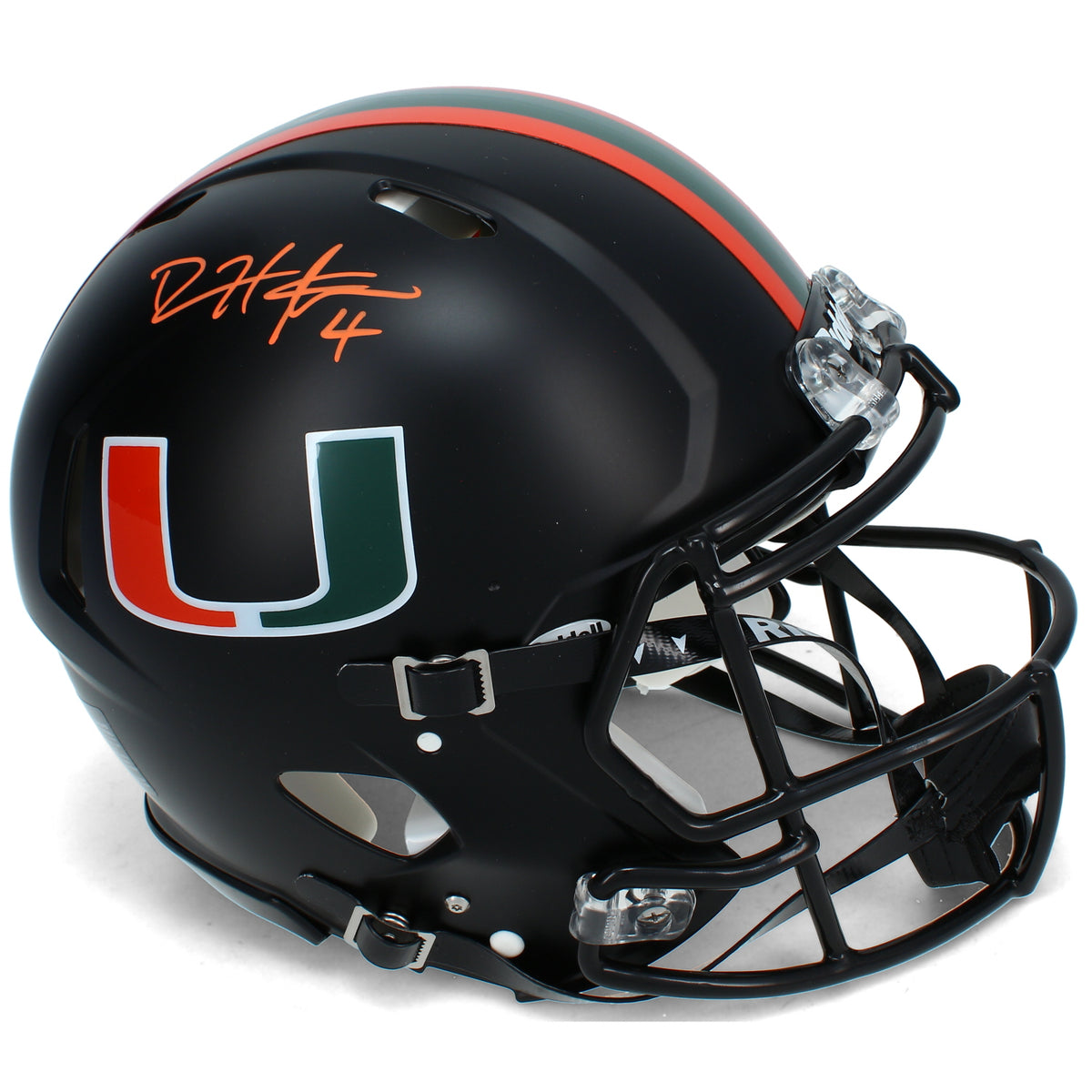 Devin Hester Autographed Miami Hurricanes Black Alternate Speed Authentic Helmet Beckett