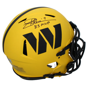 Joe Theismann Autographed/Inscribed "83 MVP" Washington Commanders RAVE Speed Authentic Helmet Beckett