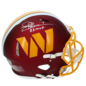 Joe Theismann Autographed/Inscribed "83 MVP" Washington Commanders Maroon 2025 Alternate Speed Authentic Helmet Beckett