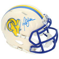 Marshall Faulk Autographed Los Angeles Rams RETRO Speed Mini Helmet Beckett
