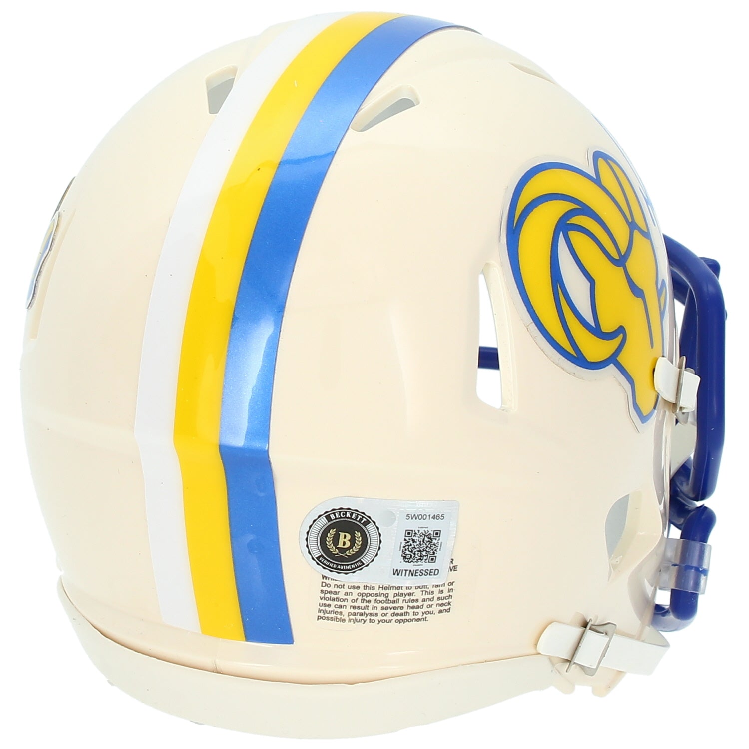 Marshall Faulk Autographed Los Angeles Rams RETRO Speed Mini Helmet Beckett
