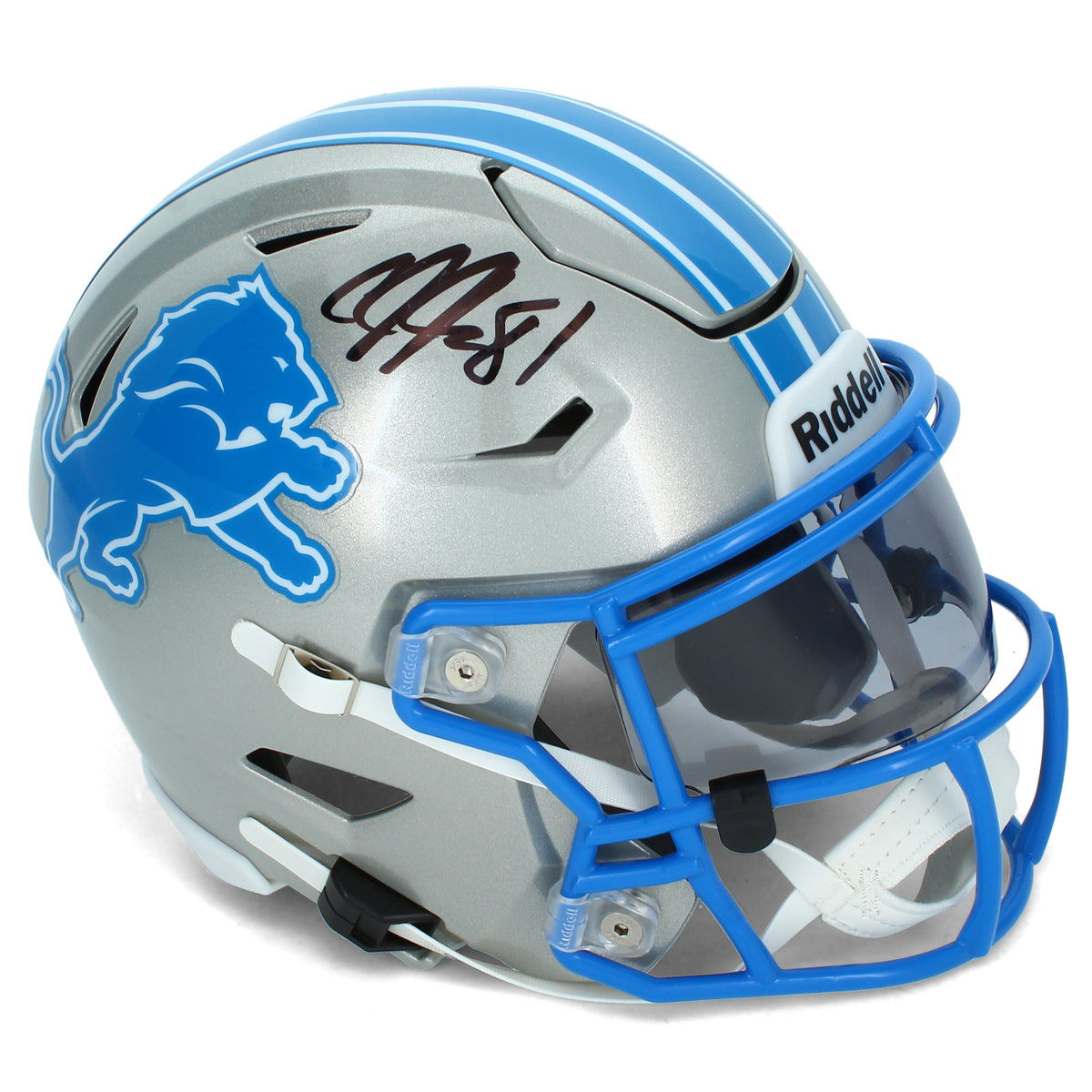 Calvin Johnson Autographed Detroit Lions Midi Speedflex Helmet Beckett Witnessed