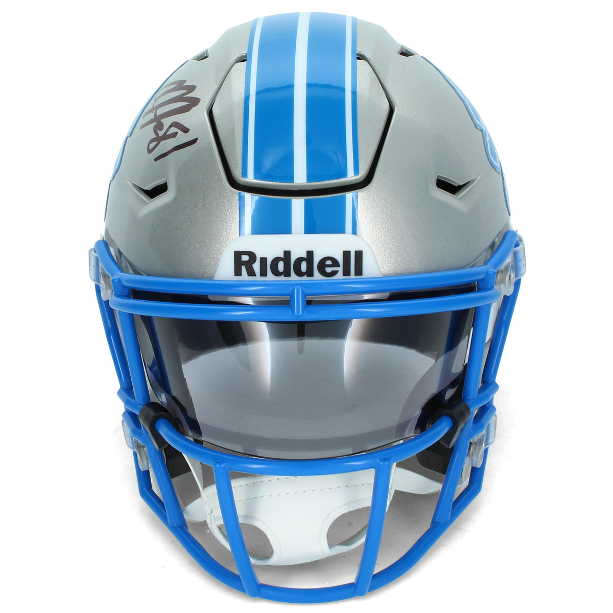 Calvin Johnson Autographed Detroit Lions Midi Speedflex Helmet Beckett Witnessed