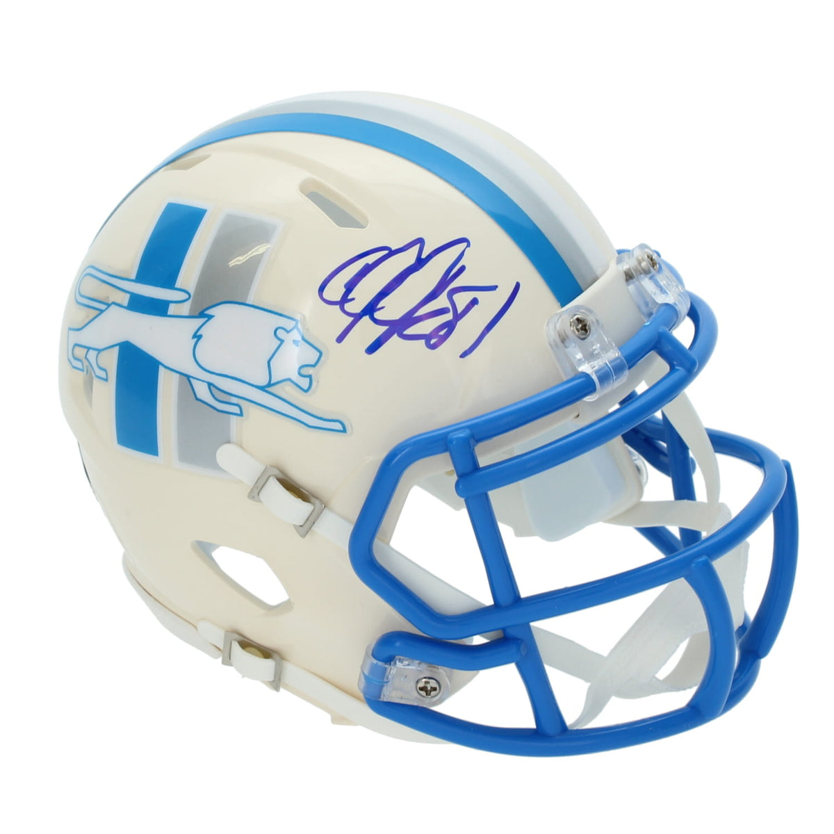 Calvin Johnson Autographed Detroit Lions RETRO Speed Mini Helmet Beckett