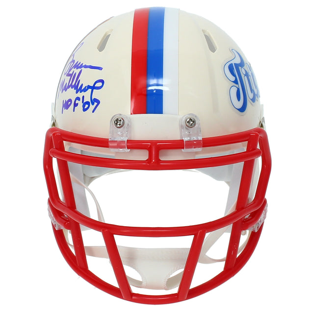 Bruce Matthews Autographed/Inscribed "HOF 07" Tennessee Titans RETRO Speed Mini Helmet Beckett