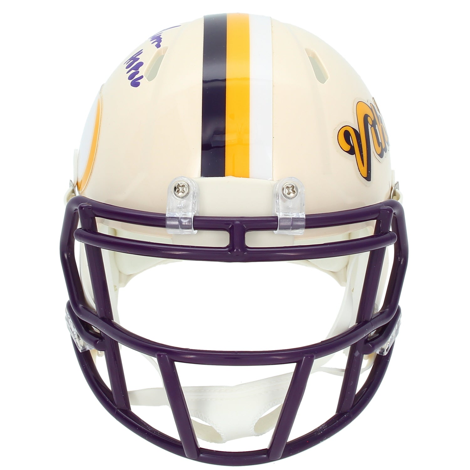Warren Moon Autographed/Inscribed "HOF 06" Minnesota Vikings RETRO Speed Mini Helmet Beckett