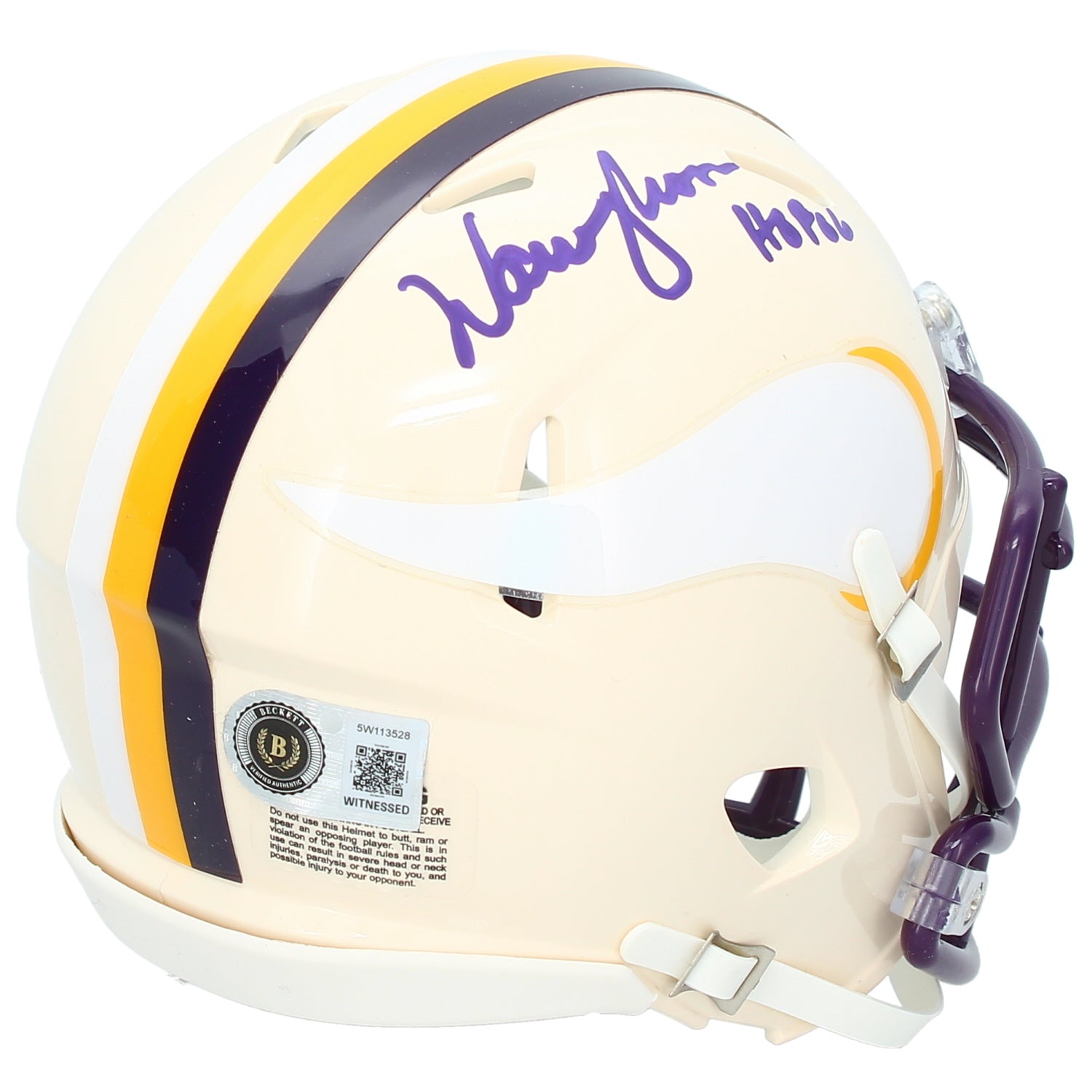 Warren Moon Autographed/Inscribed "HOF 06" Minnesota Vikings RETRO Speed Mini Helmet Beckett
