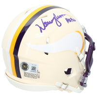 Warren Moon Autographed/Inscribed "HOF 06" Minnesota Vikings RETRO Speed Mini Helmet Beckett