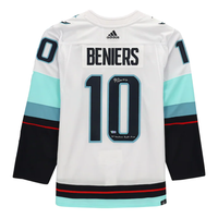 MATT BENIERS Autographed Seattle Kraken "1st Kraken Draft Pick" Authentic White Jersey FANATICS