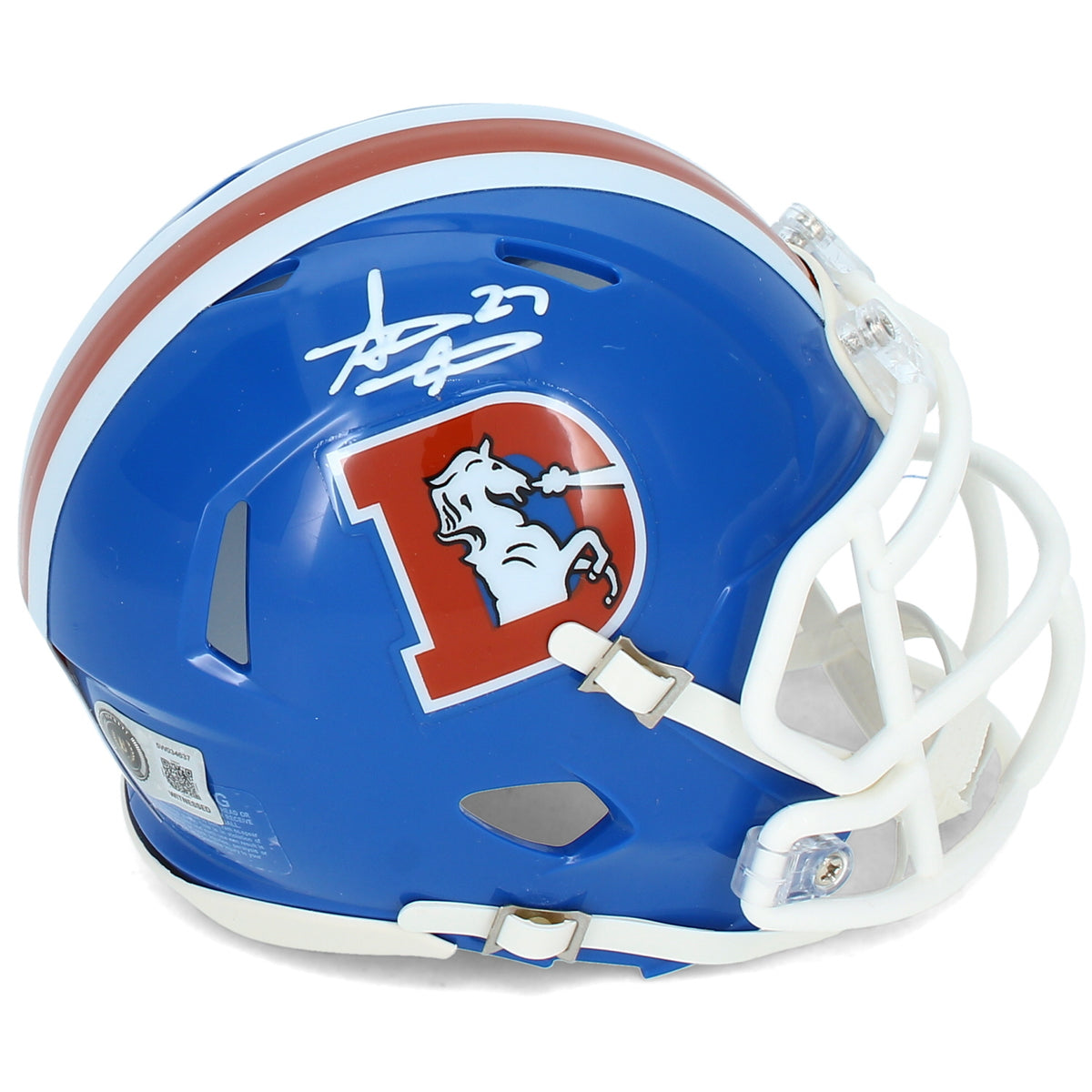 Steve Atwater Autographed Denver Broncos 1975-96 Throwback Speed Mini Helmet Beckett