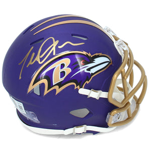 Terrell Suggs Autographed Baltimore Ravens Purple 2026 Alternate Speed Mini Helmet Beckett