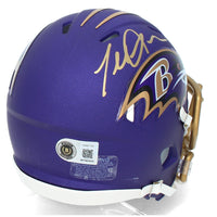 Terrell Suggs Autographed Baltimore Ravens Purple 2026 Alternate Speed Mini Helmet Beckett