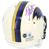Terrell Suggs Autographed Baltimore Ravens RETRO Speed Mini Helmet Beckett