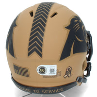 Luke Kuechly Autographed Carolina Panthers 2023 Salute to Service Speed Mini Helmet Beckett