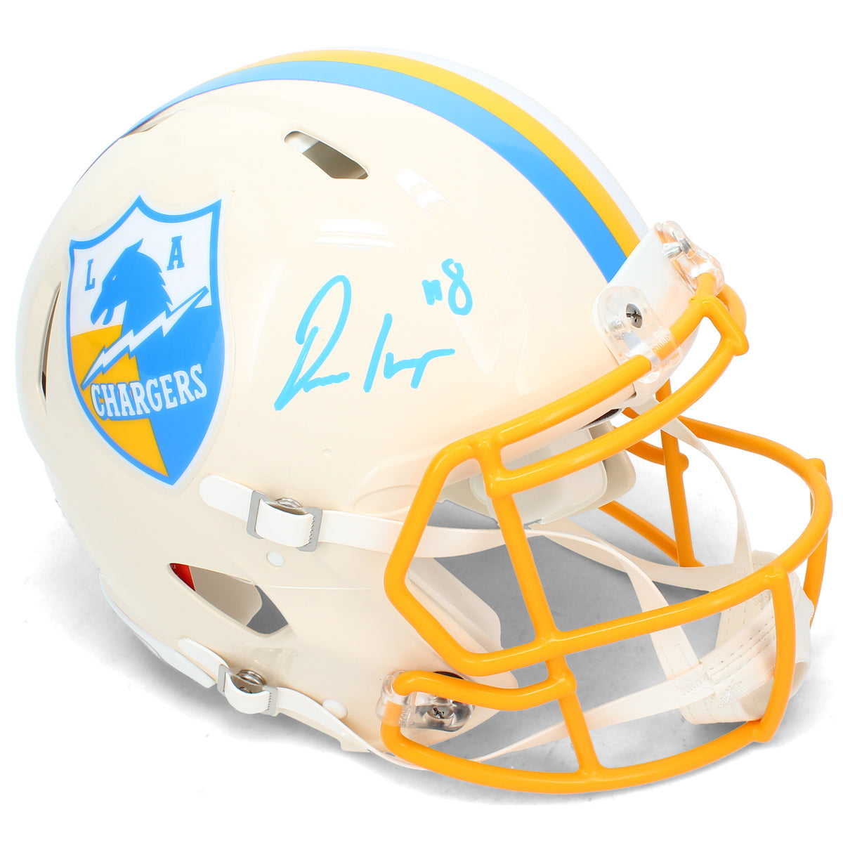 Omarion Hampton Autographed Los Angeles Chargers RETRO Speed Authentic Helmet Beckett Witnessed