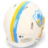 Omarion Hampton Autographed Los Angeles Chargers RETRO Speed Authentic Helmet Beckett Witnessed