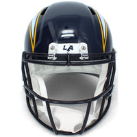 Omarion Hampton Autographed (in Yellow) Los Angeles Chargers Navy 2025 Alternate Speed Full Size Helmet Beckett