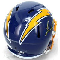 Omarion Hampton Autographed Los Angeles Chargers 1974-87 Throwback Speed Full Size Helmet Beckett