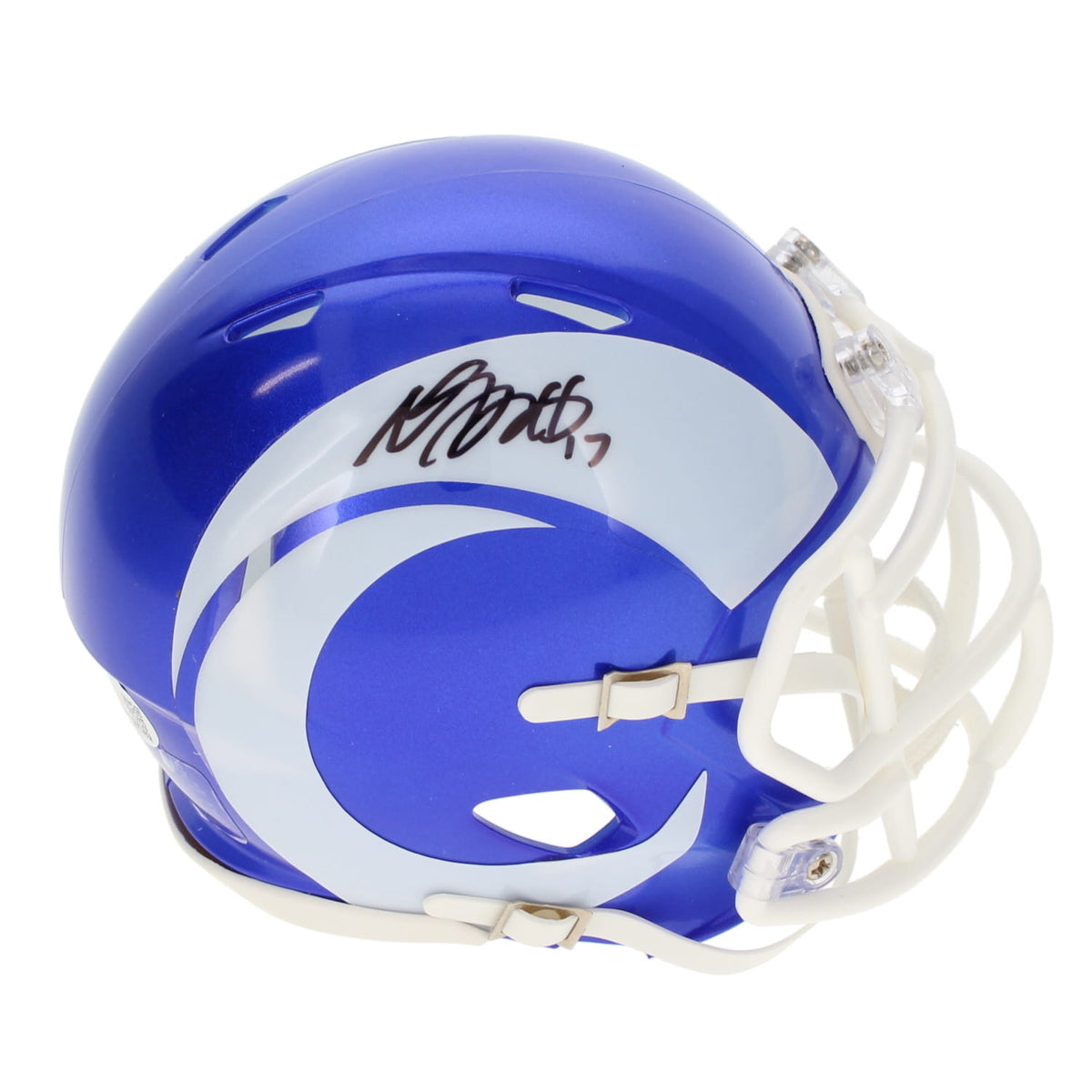 Davante Adams Autographed Los Angeles Rams White 2026 Alternate Fearsome White Speed Mini Helmet JSA