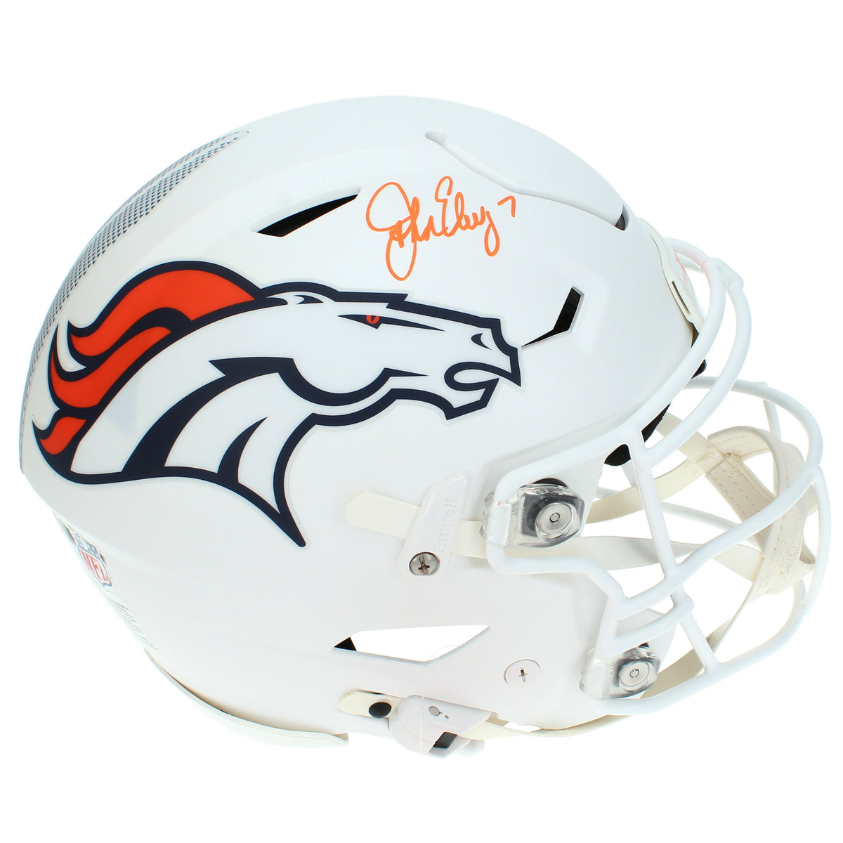 John Elway Autographed Denver Broncos White 2024 Alternate Speedflex Authentic Helmet Beckett