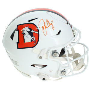 John Elway Autographed Denver Broncos White 2023 Alternate Speedflex Authentic Helmet Beckett