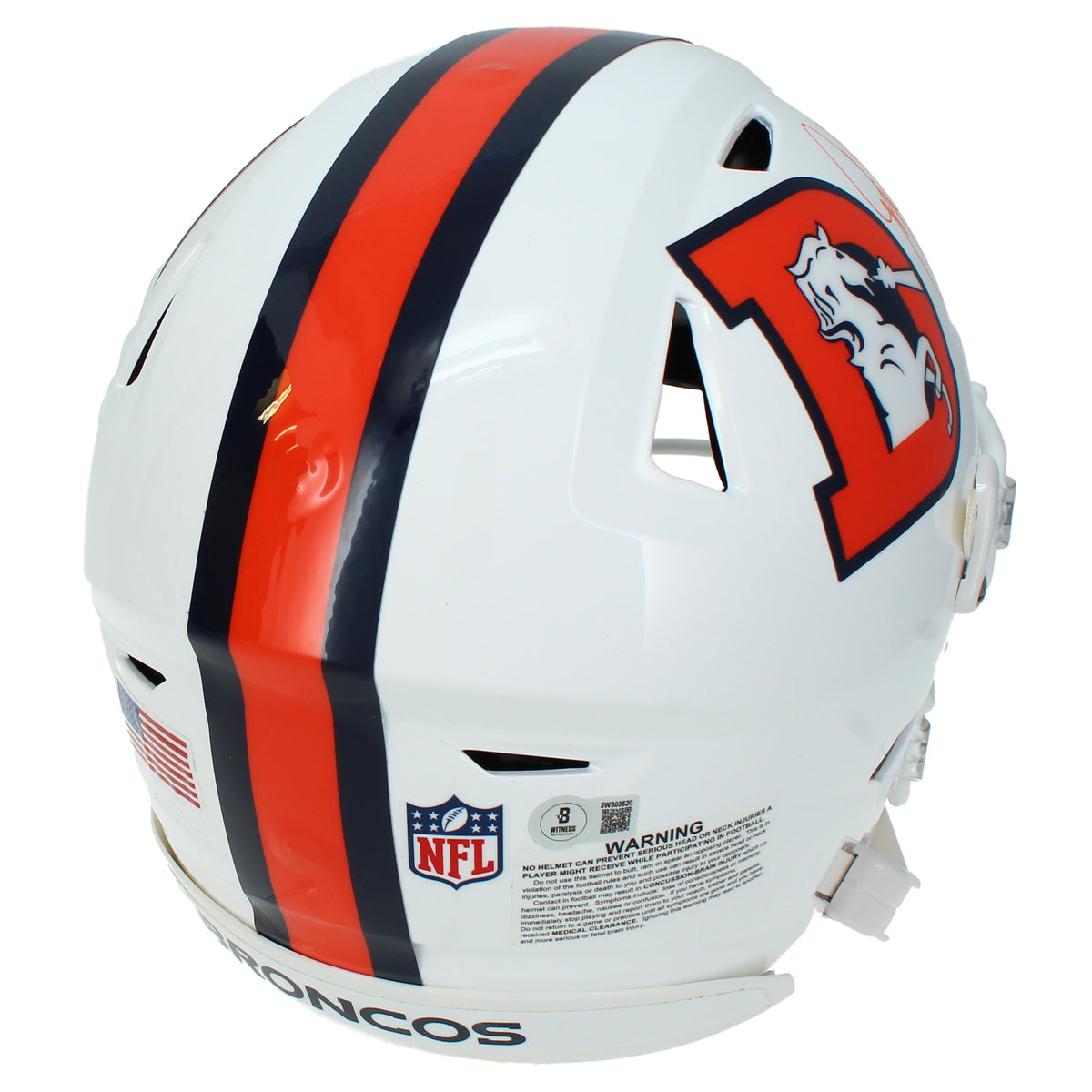 John Elway Autographed Denver Broncos White 2023 Alternate Speedflex Authentic Helmet Beckett