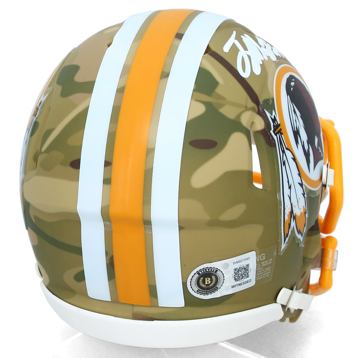 Terry McLaurin Autographed Washington Redskins CAMO Speed Mini Helmet Beckett