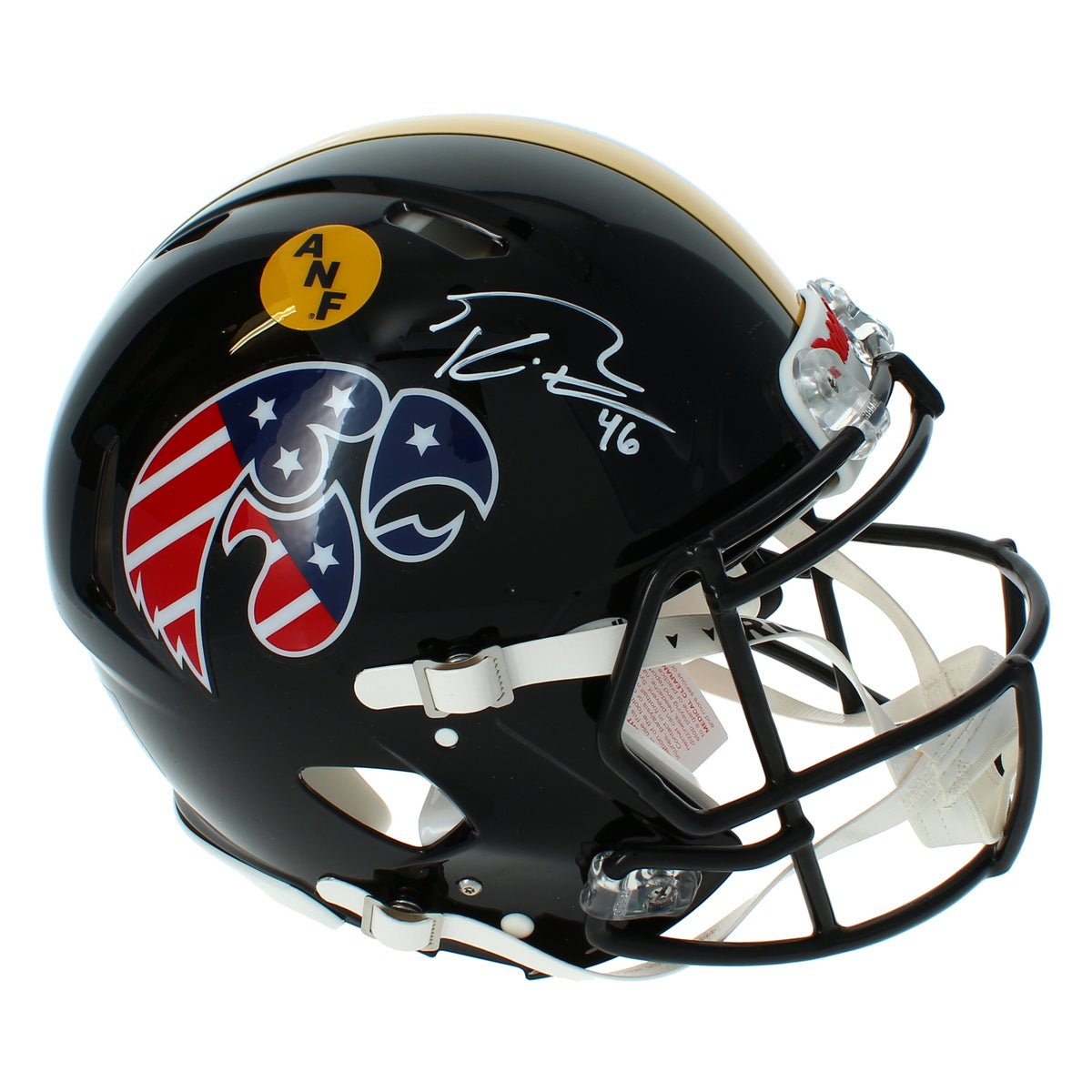 George Kittle Autographed Iowa Hawkeyes Black Alternate Stars &amp; Stripes Speed Authentic Helmet Beckett