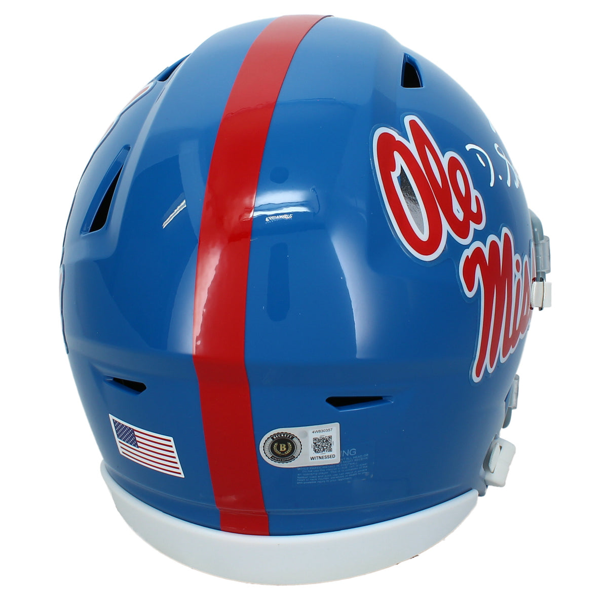 De'Zuan Stribling Autographed Ole Miss Rebels Powder Blue Speedflex Midi Helmet Beckett