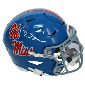 De'Zuan Stribling Autographed Ole Miss Rebels Powder Blue Speedflex Midi Helmet Beckett