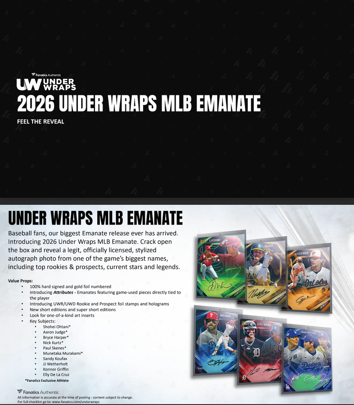 2026 Under Wraps Autographed MLB Emanates - Single Mystery Box (Judge, Ohtani)