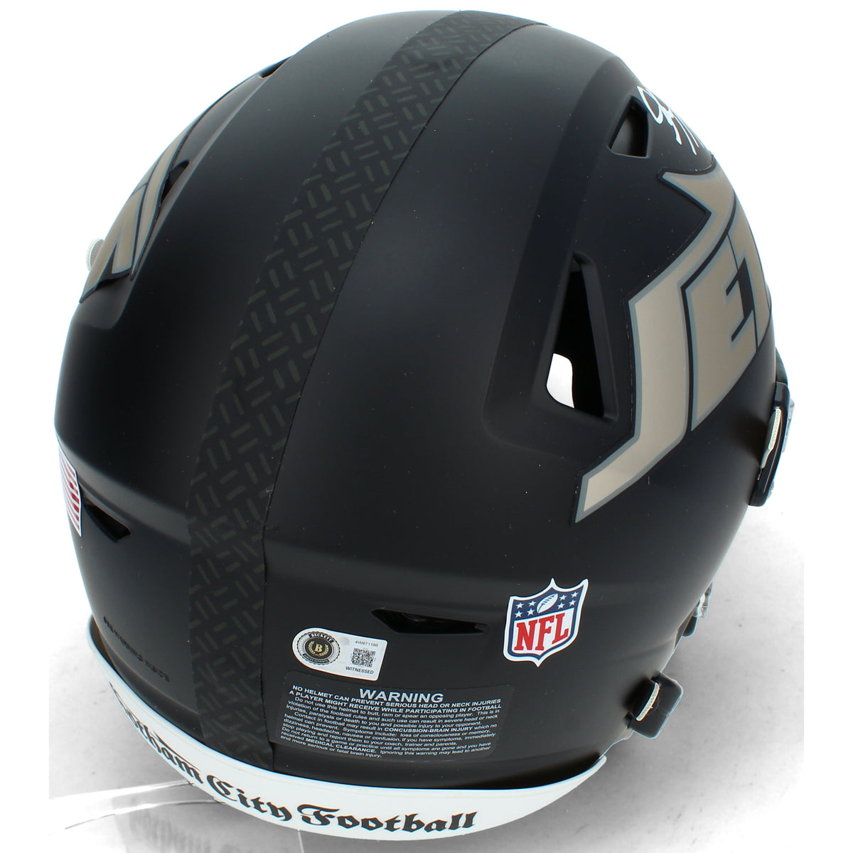 Breece Hall Autographed New York Jets Black Rivalries Speedflex Authentic Helmet Beckett