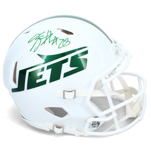 Breece Hall Autographed New York Jets White 2026 Alternate Speed Authentic Helmet Beckett