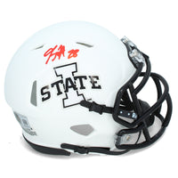 Breece Hall Autographed Iowa State Cyclones White Alternate Mini Helmet Beckett