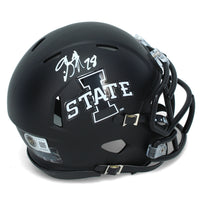 Breece Hall Autographed Iowa State Cyclones Satin Black Alternate Speed Mini Helmet Beckett