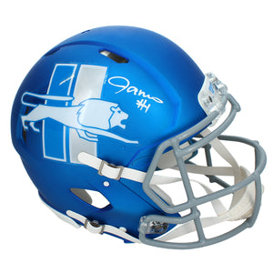 Jameson Williams Autographed Detroit Lions Blue 2023 Alternate Speed Authentic Helmet