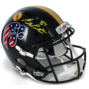 Sam LaPorta Autographed Iowa Hawkeyes Black Alternate Stars & Stripes Speed Full Size Helmet Beckett