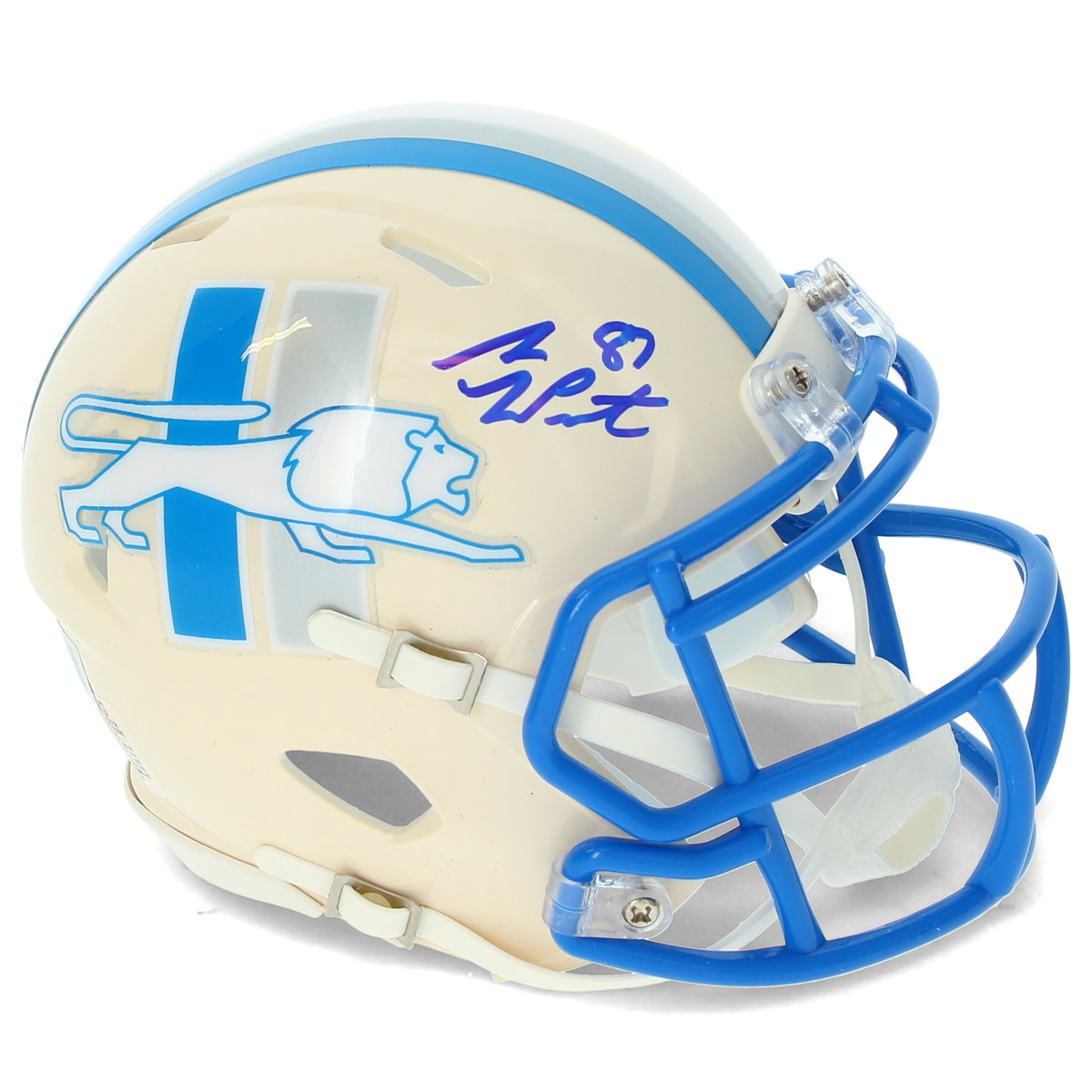 Sam LaPorta Autographed Detroit Lions RETRO Speed Mini Helmet Beckett Witnessed