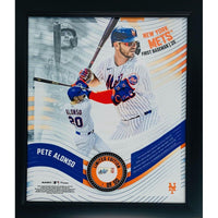 PETE ALONSO Unsigned New York Mets Framed 15" x 17" Game Used Baseball Collage LE 1/50