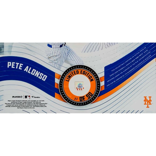 PETE ALONSO Unsigned New York Mets Framed 15" x 17" Game Used Baseball Collage LE 20/50