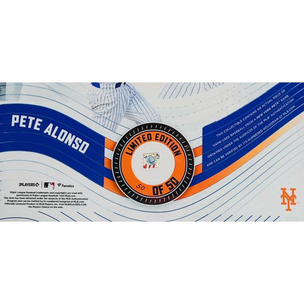 PETE ALONSO Unsigned New York Mets Framed 15" x 17" Game Used Baseball Collage LE 50/50