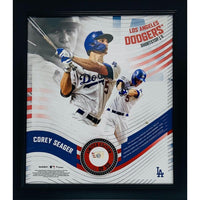 COREY SEAGER Unsigned Dodgers Framed 15" x 17" Game Used Baseball Collage LE 50/50