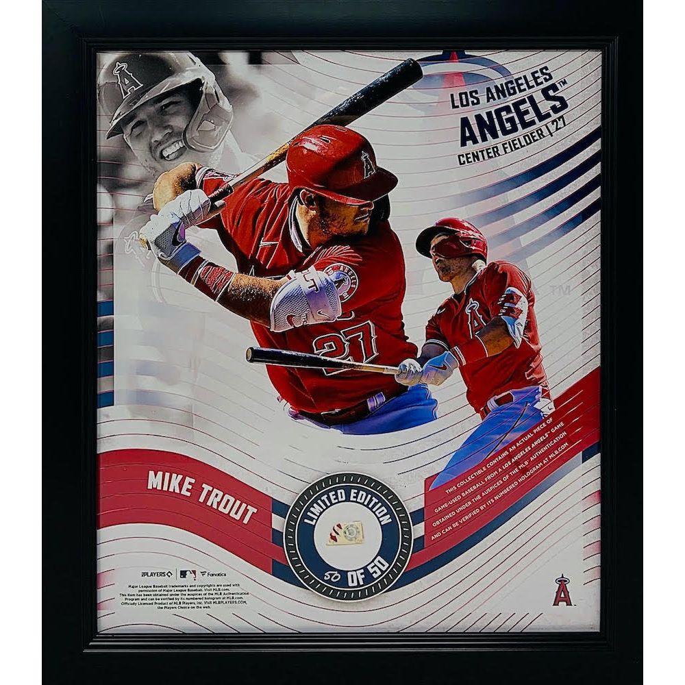 MIKE TROUT Unsigned Los Angeles Angels Framed 15" x 17" Game Used Baseball Collage LE 50/50