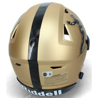 DeVonta Smith Autographed Gold Heisman Trophy Logo Alabama Crimson Tide SpeedFlex Authentic Helmet Beckett
