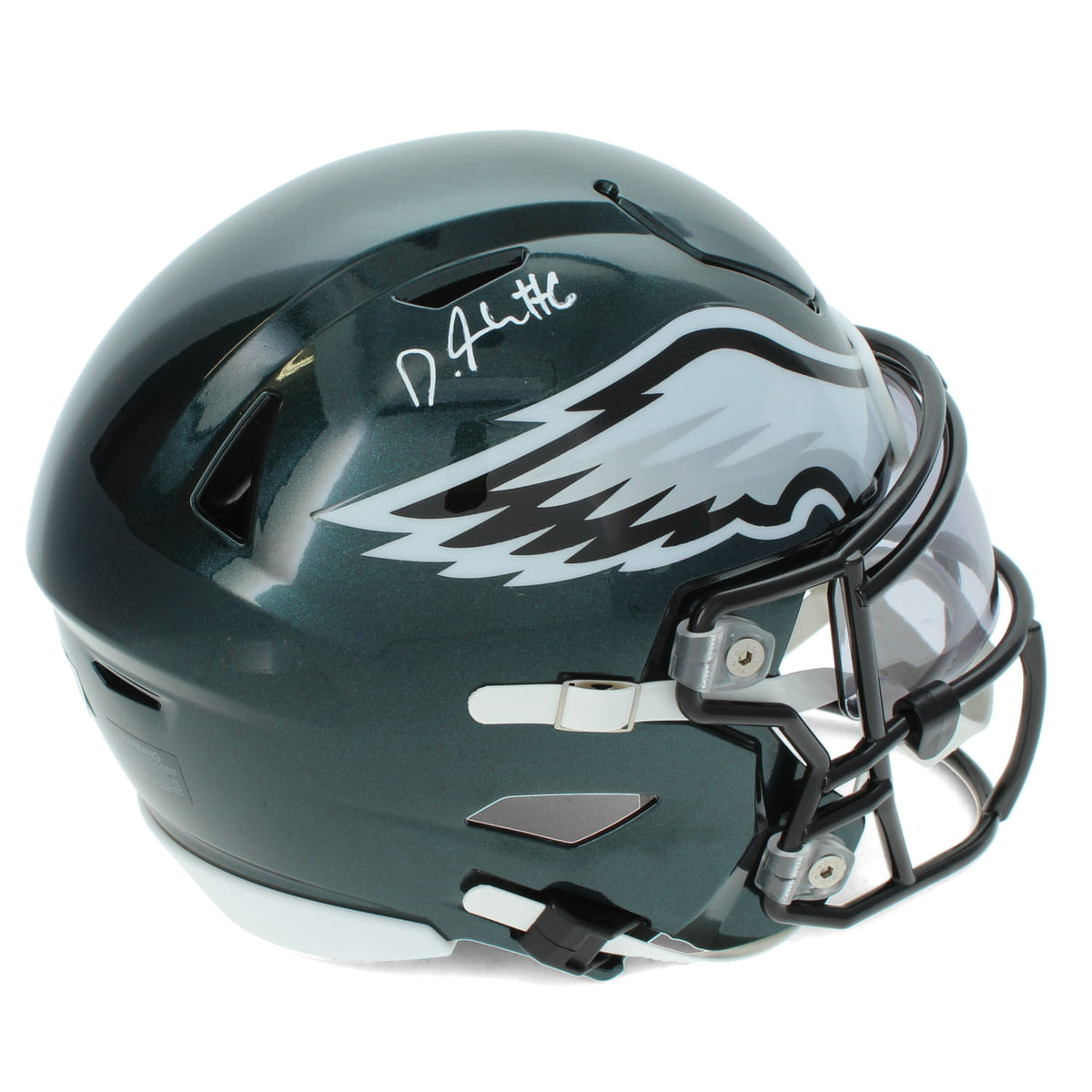 DeVonta Smith Autographed Philadelphia Eagles Speedflex Midi Helmet Beckett